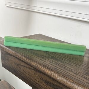 Vintage Dadant square candles, shades of green, 12”, MCM, made in USA